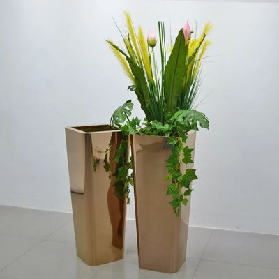 Smooth Stainless Steel Flowerpot Surface Unlock Garden Decoration