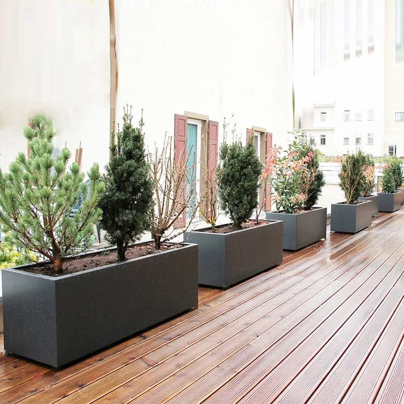Smooth Surface square Stainless Steel Flowerpot For Indoor Outdoor Settings
